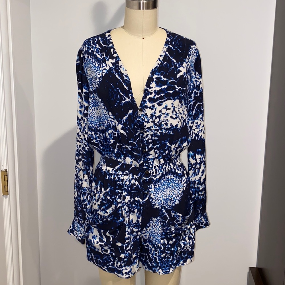 Intermix Blue Tie-dye Silk Romper